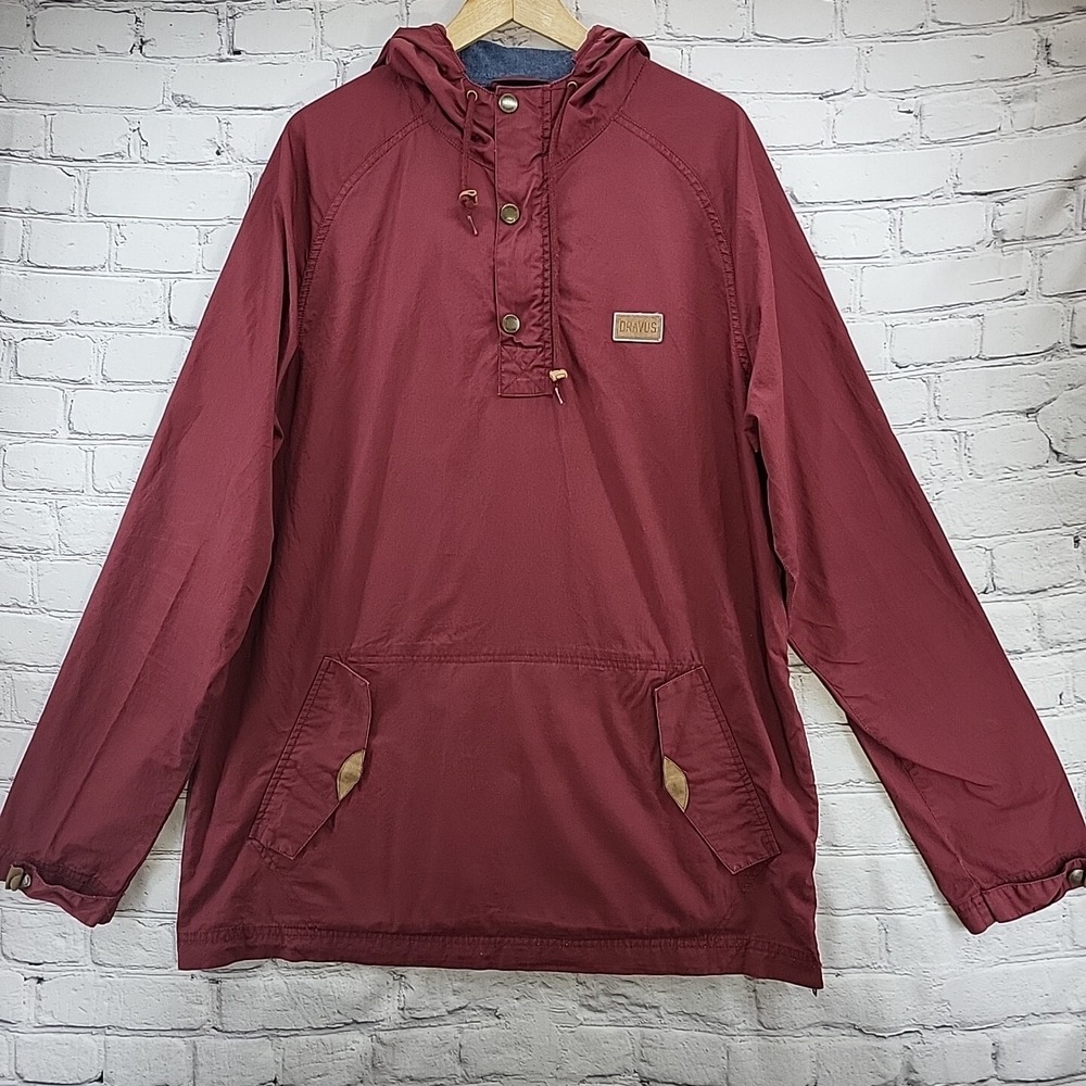 Dravus Jacket Mens Sz XL Maroon Pull‎ Over Canvas Hooded Headed Nowhere